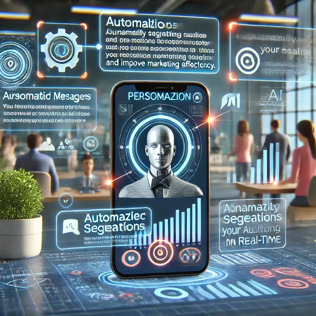 DALLE 2024 12 13 132055 An illustration showing a customer service environment with an AI powered system personalizing interactions The image depicts a digital interface ana