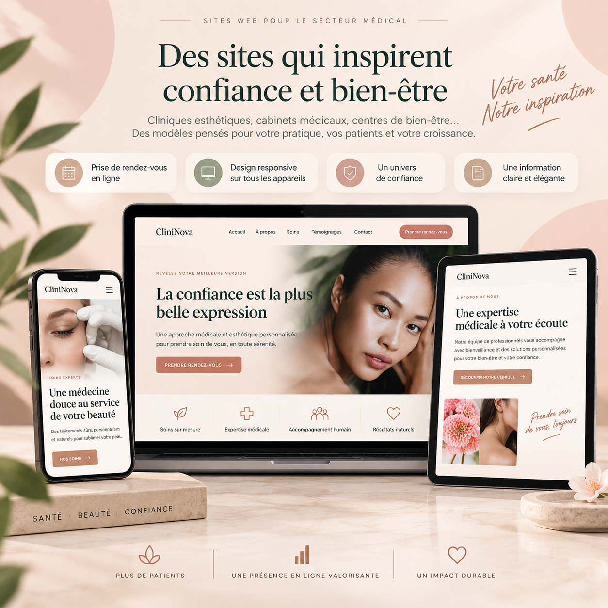 Exemple de templates WordPress pour cliniques, médecine esthétique et bien-être
