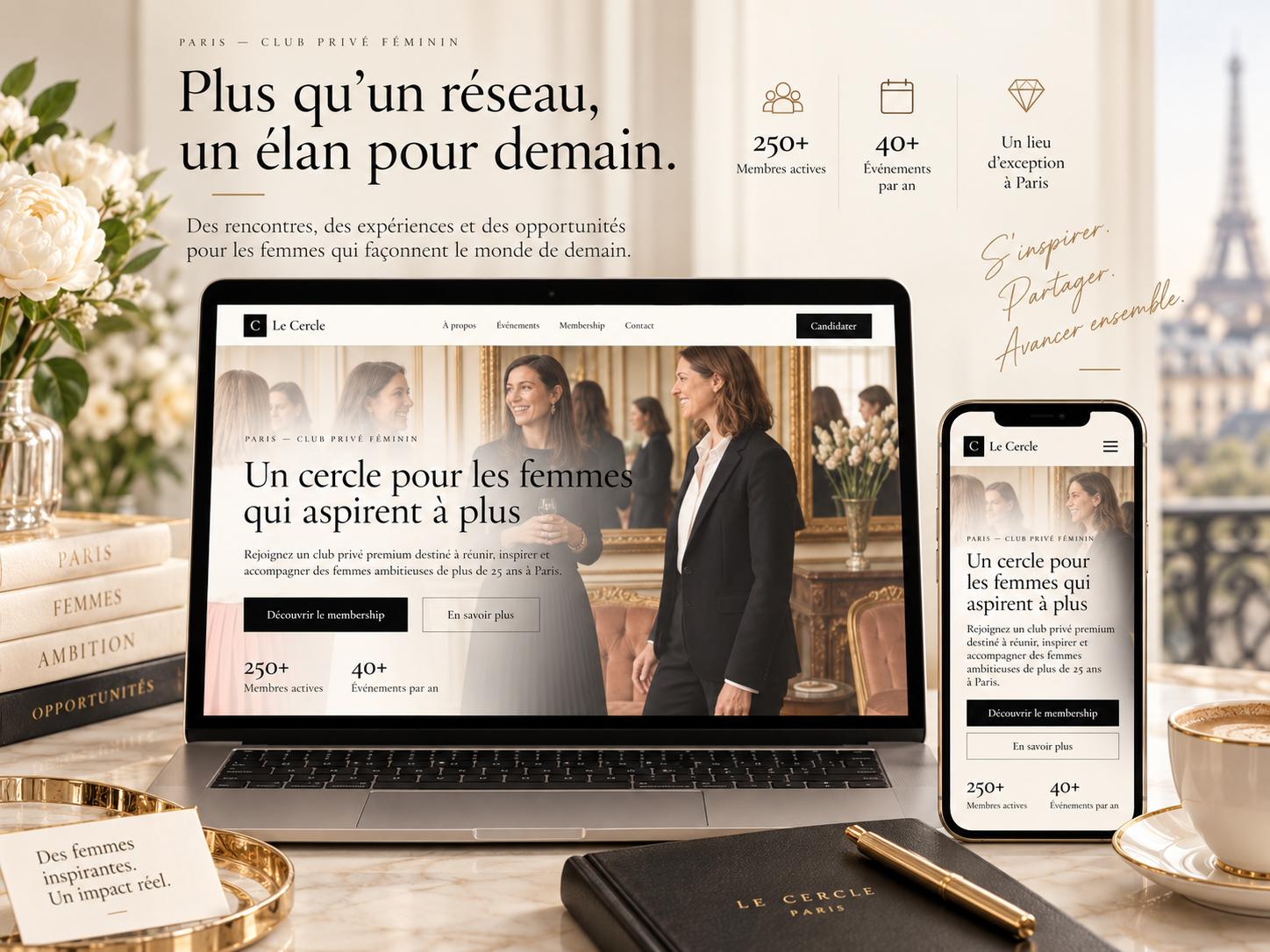 Exemple de site financier et d'application sur ordinateur, tablette et smartphone