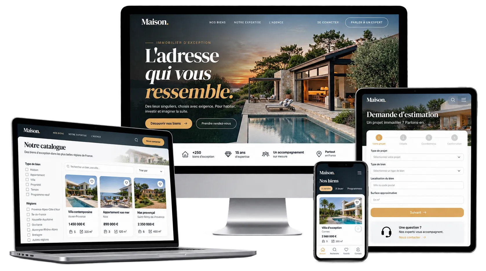 Exemples de sites et applications immobilières développés par DYNSEO
