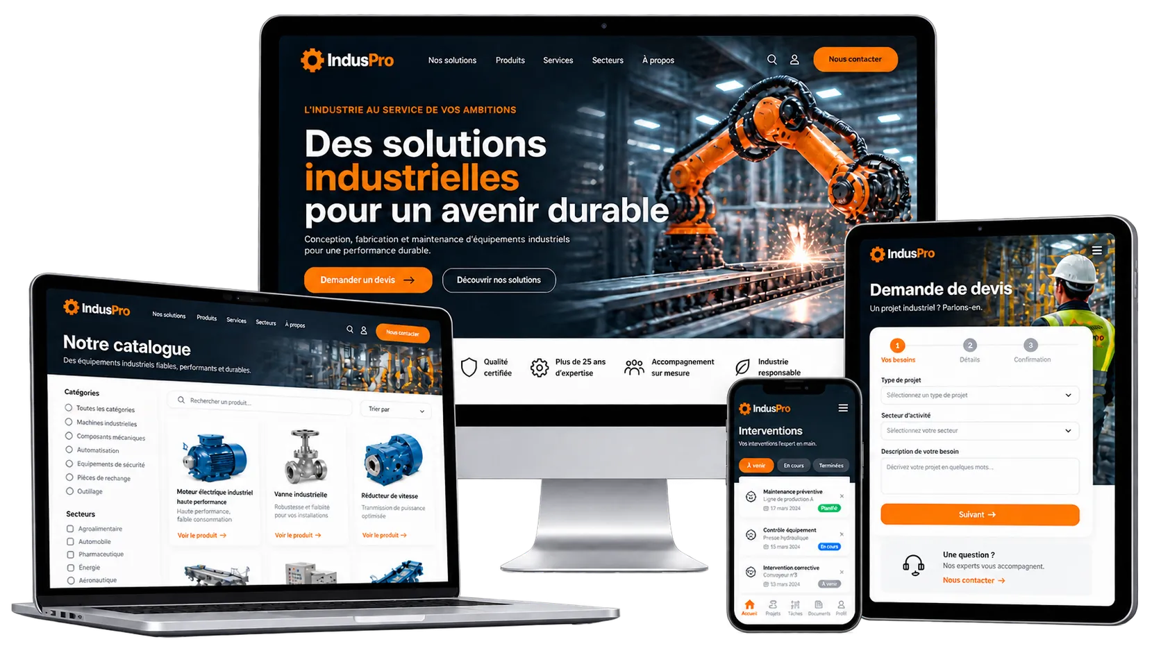 Exemples de sites, applications et plateformes industrielles développés par DYNSEO