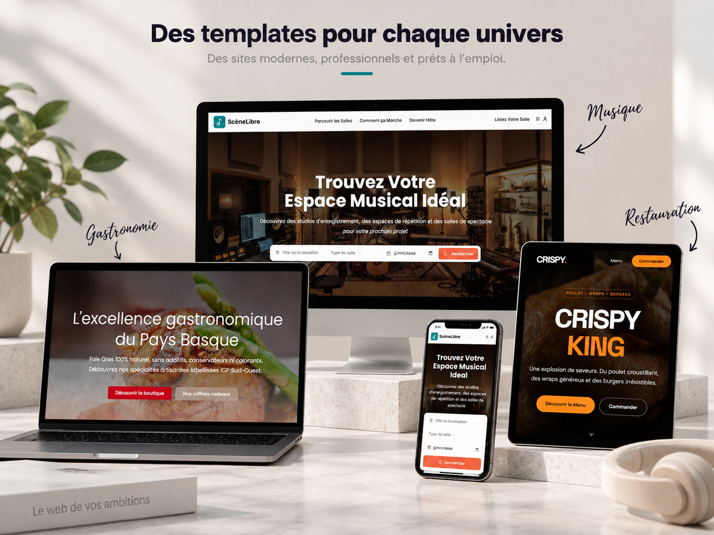 Exemple de site industriel et d'application métier sur ordinateur, tablette et smartphone
