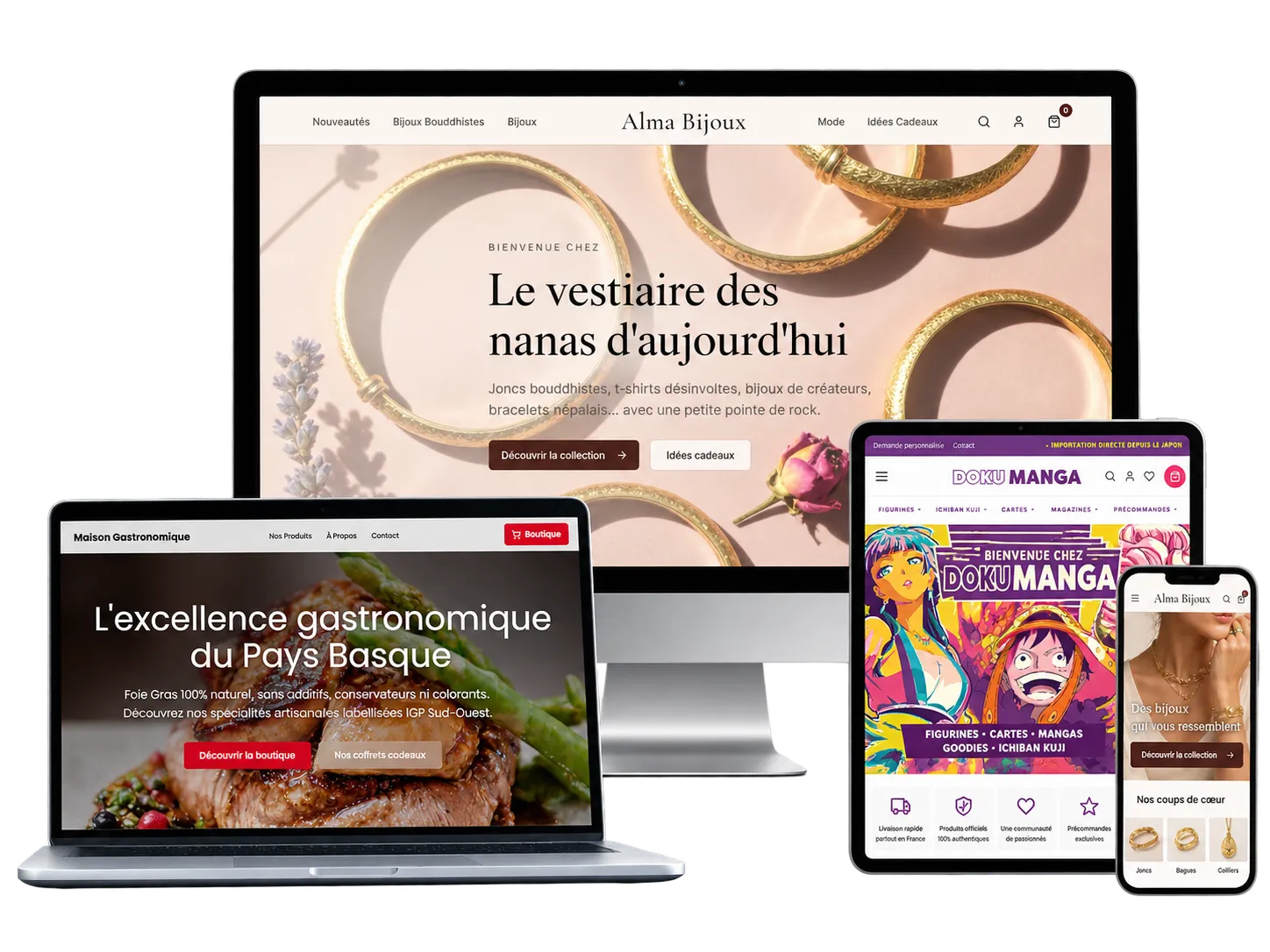 Exemples de boutiques en ligne, sites de marque et applications retail développés par DYNSEO