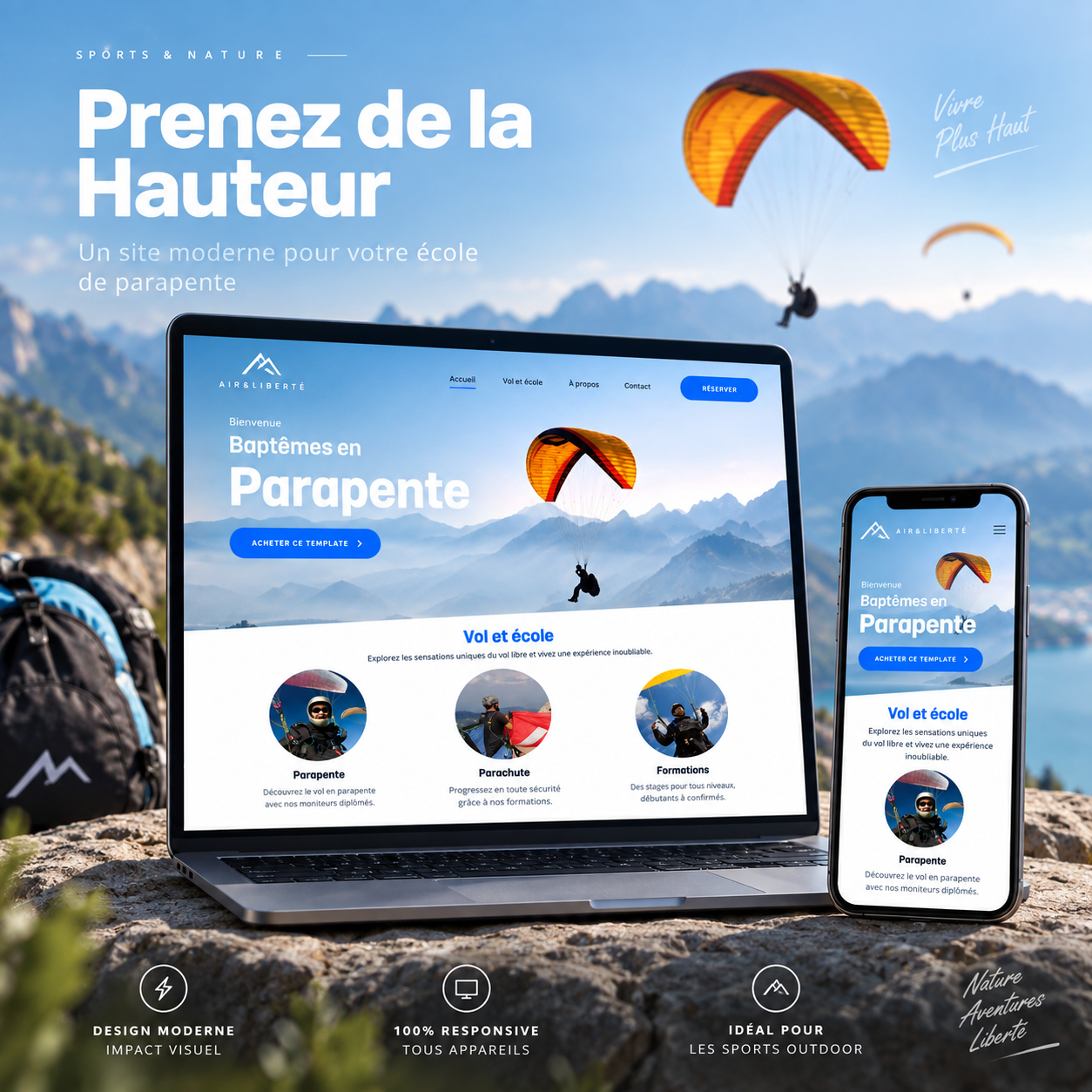 Exemple de site et d'application sport sur ordinateur, tablette et smartphone