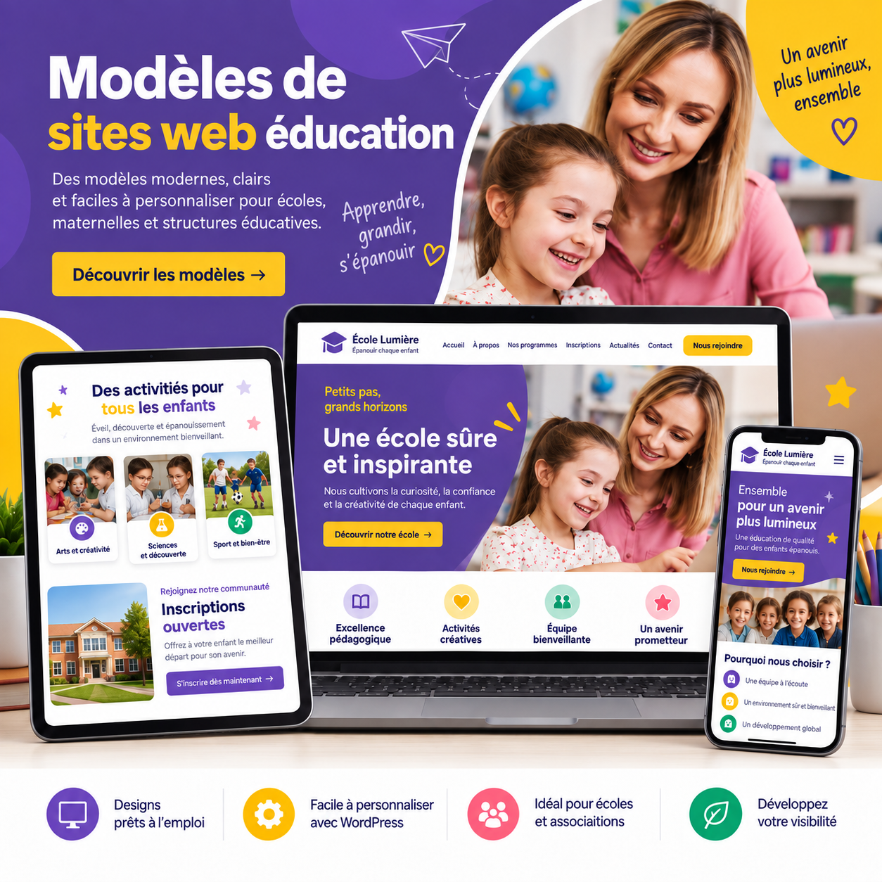 Exemples de modèles WordPress pour écoles et structures éducatives