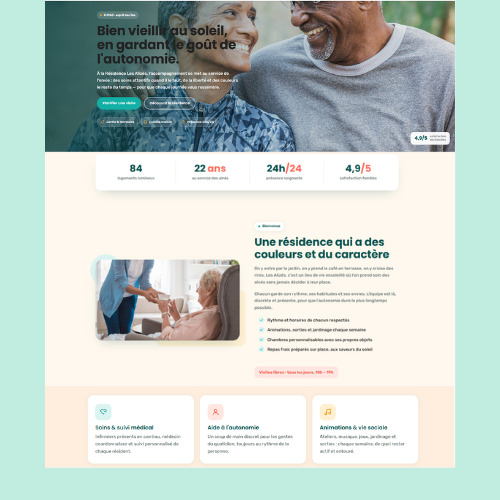 Modèle de site internet pour EHPAD et résidence senior n°2