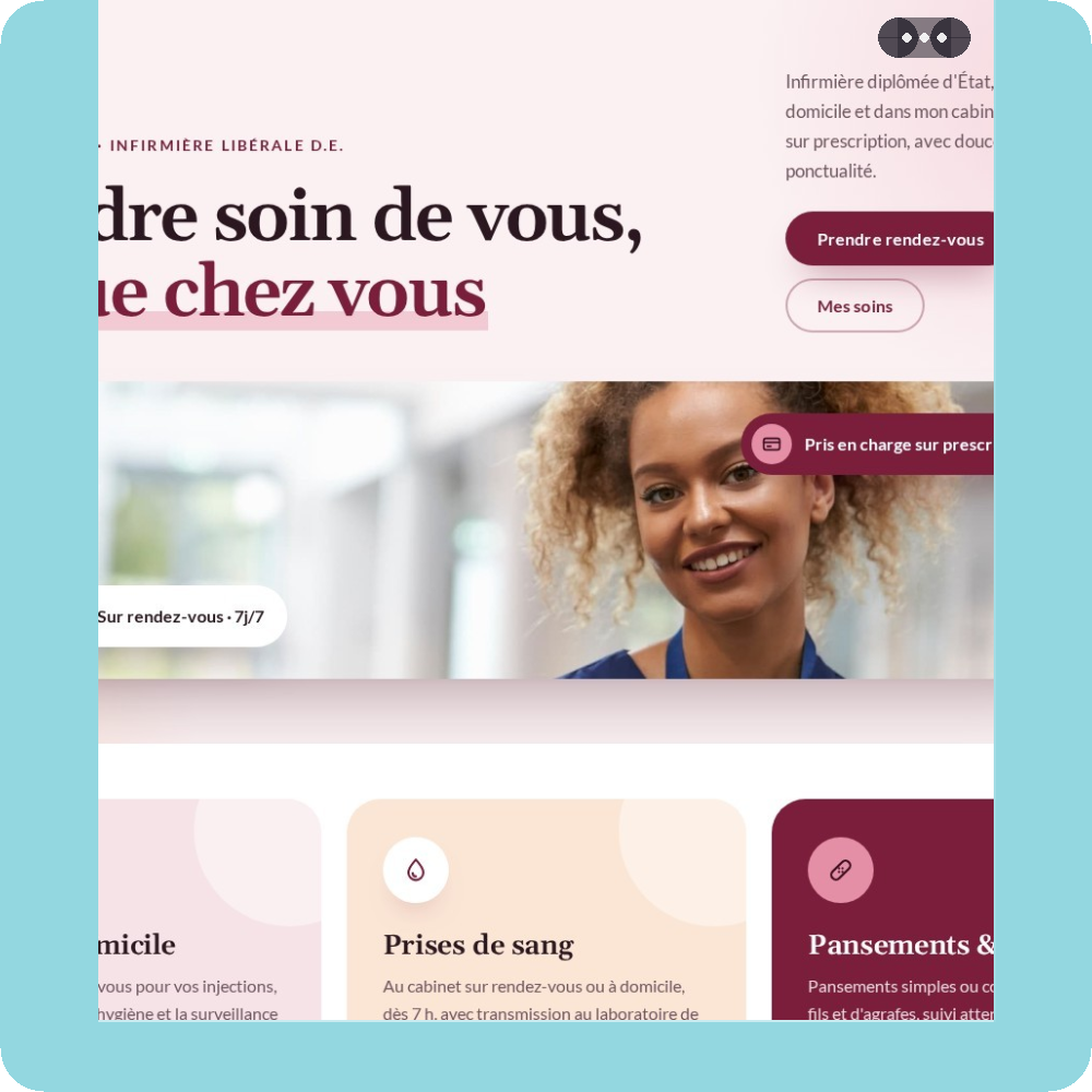 Modèle de site internet pour infirmière libérale n°16