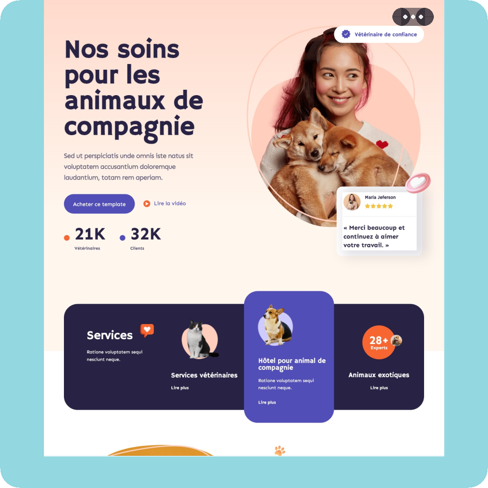 Modèle de site internet pour vétérinaire n°4