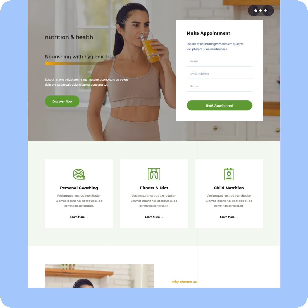 Modèle de site internet pour clinique et cabinet médical « Nutritioniste »