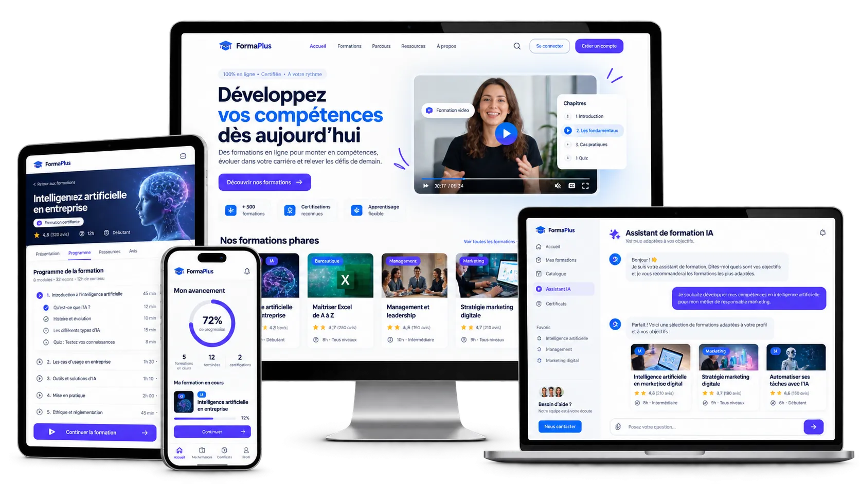Exemples de sites, plateformes e-learning et applications de formation développés par DYNSEO